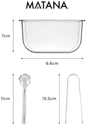 MATANA - Condiment Salt Seasoning Spice Box on Ice with Removable Containers - Clear Acrylic Holder with 3 Spoons and 3 Tongs