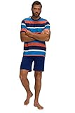 Rundhalsausschnitt JP 1880 Herren große Größen Menswear L-8XL Schlafanzug, Homewear, Zweiteiler, geringeltes Shirt, Kurze Hose, bis 8 XL azurblau 3XL 806066761-3XL