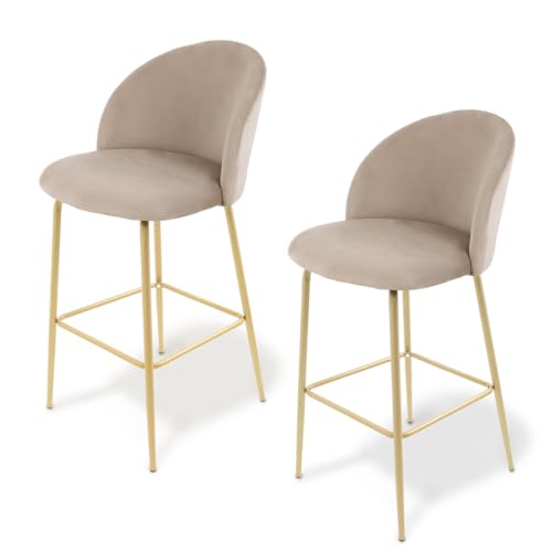 El Mejor Listado de Sillas para Barra - los preferidos. 45 Silla de Bar Alta Tapizada en Terciopelo con Respaldo Ergonómico Banco Alto Moderno con Patas de Hierro y Reposapiés Soporta 130 kg Ideal Cocina Barra Isla Comedor y Espacios...