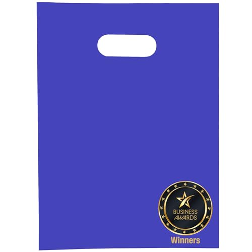 Image of 100 Indigo color Plastic Bags With Handles 9x12 Merchandise Bags