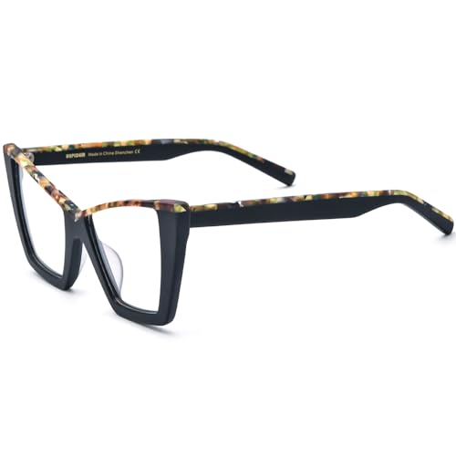 Image of HEPIDEM Gradient Multicolor Acetate Glasses Frame Women Big Oversize Eyeglasses 2023 New Spectacles Eyewear