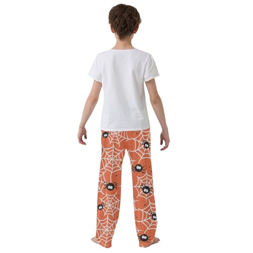 ZZXXB Halloween Cobweb Boys Long Pants Soft Trousers Elastic Waist Kids Lounge Bottoms with Pockets S-XL3
