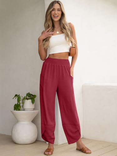 Image of ANRABESS Womens Wide Leg Palazzo Capri Barrel Pants