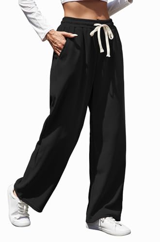 Womens Wide Leg Corduroy Pants Elastic Waisted Casual Sweatpants Adjustable Drawstring Warm Trousers with Pockets2