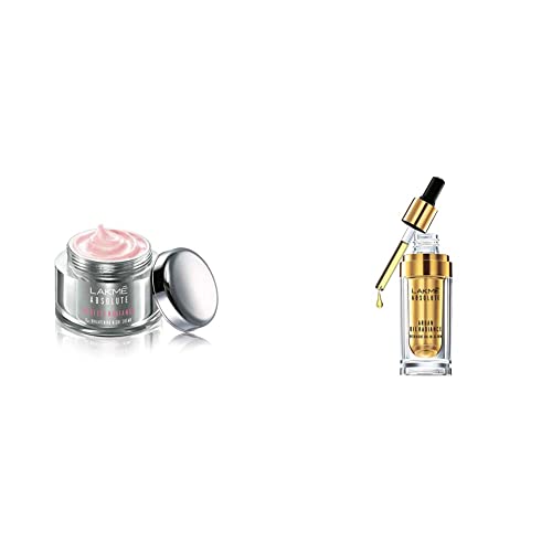Image of Lakme Absolute Perfect Radiance Skin lightening /Brightening Night Creme 50 g And Lakme Absolute Argan Oil Radiance Overnight Oil-in-Serum, 15ml