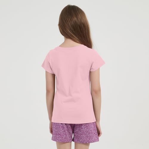 2 Pack Girls/Toddlers Cotton T-Shirts Crewneck Short Sleeve Summer Tops Kids Clothes Tees（2T-14Y）4