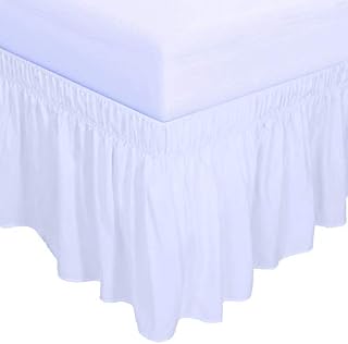 PureFit Wrap Around Ruffled Bed Skirt with Adjustable Elastic Belt - 14 Inch