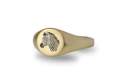 Chevalière zèbre en or 14k une bague gravée de haute joaillerie