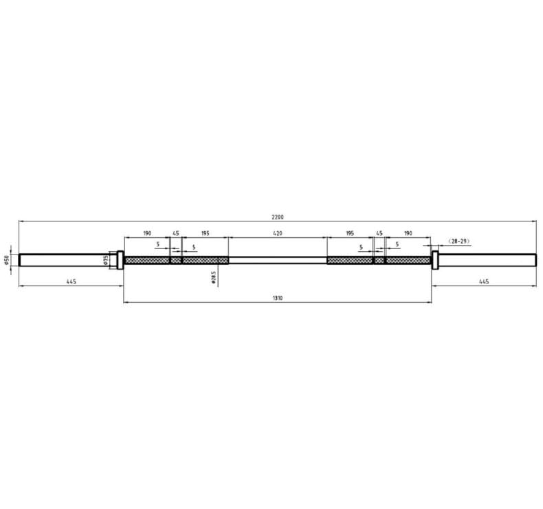 Barre Olympique 220 cm 20 Kg Max 450 Kg ION fitness