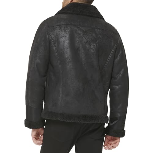 DKNY Mens Faux Fur Lined Bomber Jacket4