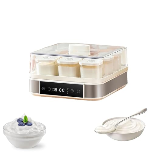 Máquina digital de yogurt con 9 tarros de vidrio, control de temperatura ajustable para queso casero, nato, máquina de fermentación de acero inoxidable fácil de limpiar