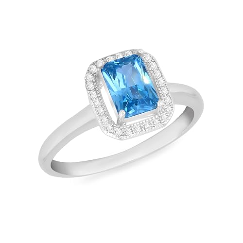 Bague femme en argent rhodié Tuscany Silver ornées de précieux zircons bleus