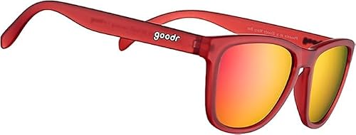 goodr Phoenix At A Bloody Mary Bar Polarized Sunglasses for Men & Women, Medium Sized (OG), Dark Red Translucent Frames with Rose Mirrored Reflective Lens, UV400 Protection, No Slip, No Bounce