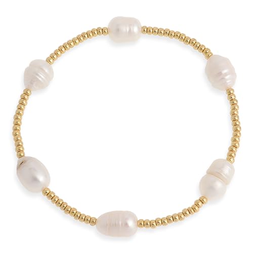 Gold beaded Pearl Heart Bracelets for Women, Cute Handmade Stackable Boho Beads Ball Friendship stretch Bracelet Summer Beach Jewelry Gift