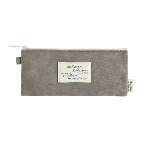 Image of Monolike Archive247 Faded Pencil Case, Light Gray - Classic Muted Tone Desk Organizer, Vintage Minimalist Writing Instrument Pouch