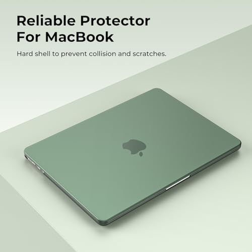 Image of EooCoo Case Compatible for New Apple MacBook Air 13 inch M5 2026 2025 2024 2022 M4 M3 M2, A3449 A3240 A3113 A2681, Mac Air 13.6 inch Laptop Protective Plastic Hard Shell Cover, Matte Midnight Green
