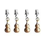 4 Pcs Pure Copper Solid Gourd Heavy Tablecloth Weight with Metal Clips Table Cover Weights Tablecloth Pendant for Curtains, Flags