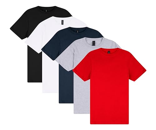 Image of Gildan Softstyle Men's Solid Classic Fit T-Shirt Assorted Colours Medium 5 Pack