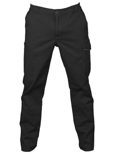 CHEMAGLIETTE! Pantaloni da Lavoro Uomo Power, 98% Cotone, Certificato CE CAT1, Multitasche, Elastici Vita,Nero,M