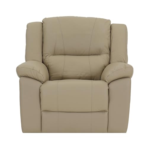 Image of Royaloak Milan Italian Half Leather 1 Seater Recliner | Genuine Leather (Body Touch) | High Backrest | Tufting Design | Padded Armrest | Pocket Springs | Sturdy Footrest