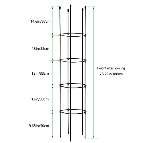Wddh Plant Support Cage For Pots, 6 Feet Tall Assembled Round Plant Support Ring, Tomato Plant Cage Plastic Pillar, Flower Pot Climbing Trellis For Potted Vertical Climbing Plants #TOP6
