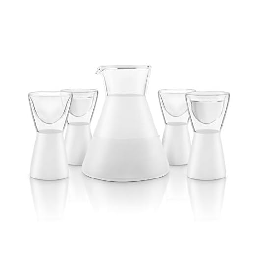 Final Touch - Juego de Vasos de chupito para Sake Todo en uno (5 Piezas, Incluye 1 decantador de Saké de 300 ML y 4 Vasos DE 14,7 ML)