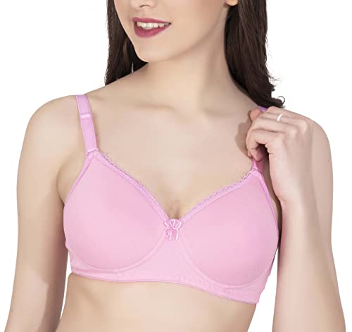 Image of LacyLuxe Women's Seamless Padded Non Wired Cotton Stretch Everyday Bra| Detachable Straps | Transparent Straps Included