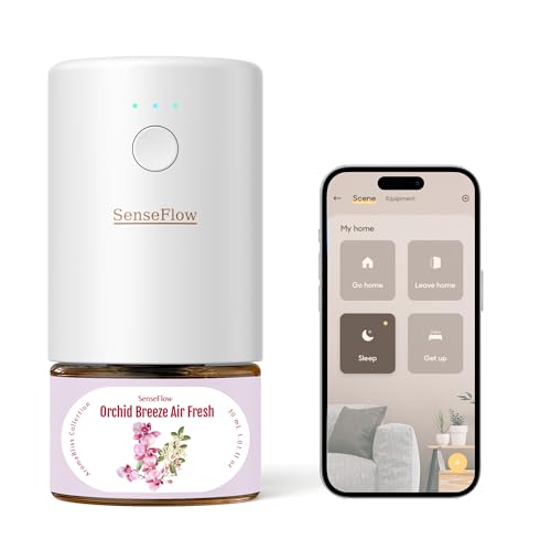 SenseFlow Difusor Aceites Esenciales Difusor de Aromas Smart Wi-Fi SF101S -Ultrasónico Sin Agua, 100 % Vegetal, Aromaterapia120 Días, para Hogar, Hotel y Estudio Hasta 100 ㎡, Brisa de Orquídea