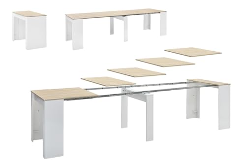 Atrapamuebles- Mesa Consola Extensible ALLONGO Blanco y Roble