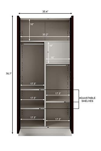 Image of Interio by Godrej Almirah Slimline 2-Door Steel Almirah, Cupboard for Clothes (Russet), 1-Year Warranty, 1 Locker, 4 Shelves and Curvilinear Mirror