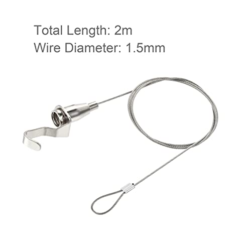 Image of 4 Pack Heavy Duty Picture Rail Hooks and Wire Hanging Kit for Mirror Wall Light Lamp with 2M Wire Cables, Adjustable Hooks & Steel Picture Molding Hangers for Exhibition, Art Gallery Display
