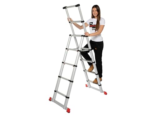 The Workplace Depot Telescopic Folding Step Ladder Aluminium, 150kg Max Load, 2050mm Extended Height, Portable & Compact Design – Perfect for Home, Office & Outdoor Use 1 The Workplace Depot Telescopic Folding Step Ladder Aluminium, 150kg Max Load, 2050mm Extended Height, Portable & Compact Design – Perfect for Home, Office & Outdoor Use