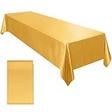 Ruisita Satin Party Table Cover 58 x 102 Inches Wedding Rectangle Bright Silk Smooth Fabric Tablecloth Decor for Wedding Banquet Table Decoration, Gold