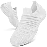 YTATSP Barefoot Shoes Women Breathable Non-Slip Jogging Sneakers Wide Toe Box Shoes Zero Drop Minimalist Sneakers White US Size 10