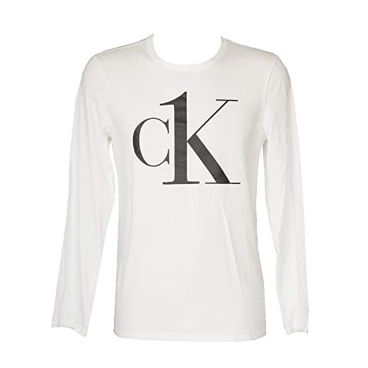 Calvin Klein Herr L/S Crew Neck skjorta, Vit, S