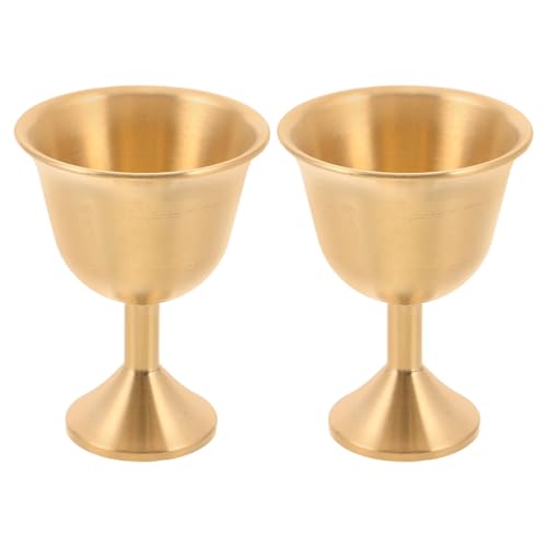 DIYEAH Lot De 2 Coupes En Laiton Vintage Style Médiéval Calices À Pied Pour Cérémonie Communion Banquet Mariage Gobelets Rituels En Métal Élégants