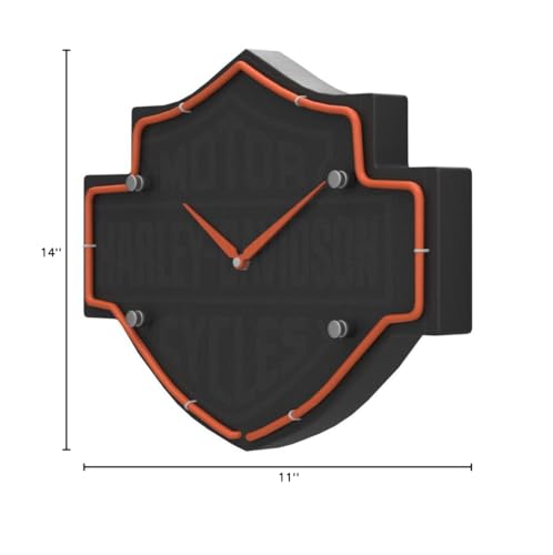 Reloj de pared Harley-Davidson con neón naranja 14 x 11 pulg miniatura 2