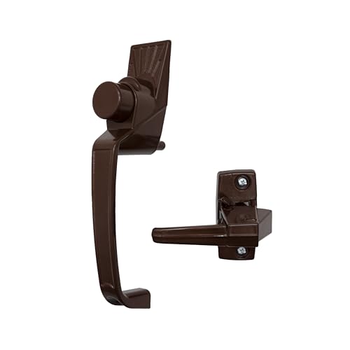 Ideal Security - Ideal Security Model 910 Classic Push Button Handle with Latch for Storm Door and Screen Door, Brown