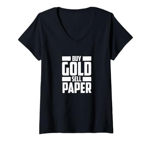 Femme Achetez des pièces de monnaie en papier et métaux précieux T-Shirt avec Col en V
