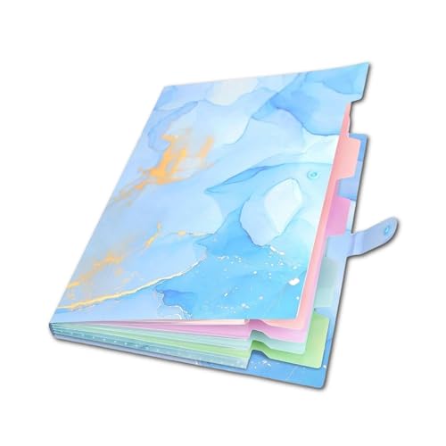Image of Corslet Expanding File Folder, Folders for Important Documents Organizer, Accordion File Organizer, Aesthetic Folders for School Students, 5 Pockets File Folder for Home Bills (White Blue Marble)
