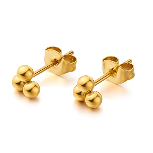 Limerencia G23 Pure Titanium Hypoallergenic Earrings | Tiny Trinity Ball Stud Earrings | Minimalist, F136 Implant Grade | Suitable for Sensitive Ears Delicate Jewelry