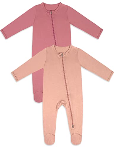 Image of Jimonda Bamboo Baby Pajamas,Unisex Boys Girls One-Piece Footies,Long Sleeve Sleepers 2-Way Zip closure Romper