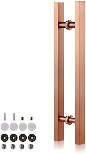 Door Pull Handle Sliding Barn Door Handle with Install Tools,Entry Front Door Push Pull Handle for Wood Glass Doors,Commercial Heavy Duty Bar Handle,Stainless Steel(Black Titanium 50cm/2 (Rose d 10