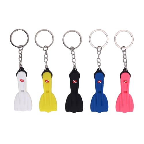 Porte-clés flipper de plongée : lot de 5 en silicone