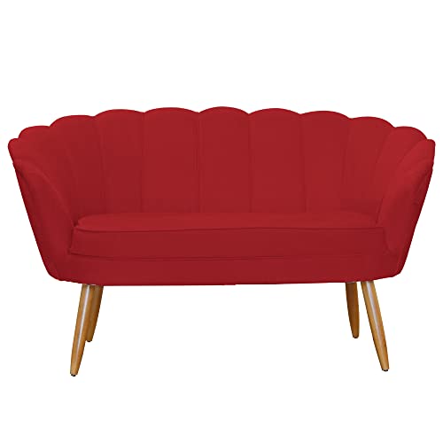 Namoradeira Estofada Decorativa Para Recepção Pétala Suede Vermelho - LM DECOR