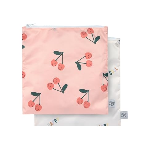 LÄSSIG Wiederverwendbarer Aufbewahrungs-Beutel Snack Tasche 2 Stück/Snack Bag Happy Fruits Cherry