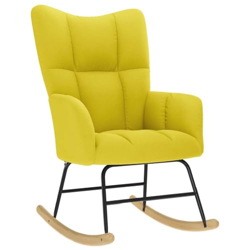 vidaXL Chaise à Bascule Jaune Clair Tissu, Chaise, Chaise de Relaxation, Fauteuil Relax, Chaise de Salon, Bascule, Chaise en Tissu
