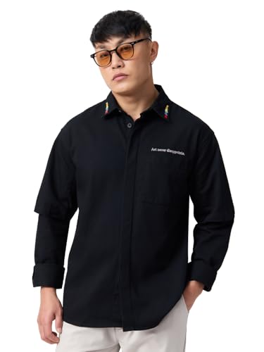 Chemise manches longues en coton léger avec un col brodé élégant pour homme et garçon