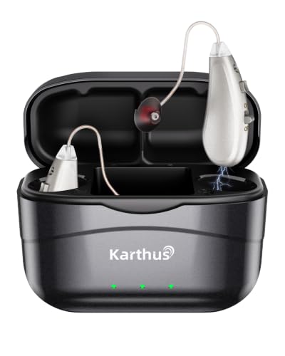 Image of Karthus OTC Hearing Aids for Seniors, Rechargeable Hearing Aids for TV Listening and Conversations, Behind-Ear Design, No App, Easy Controls, 100H Battery, Gold