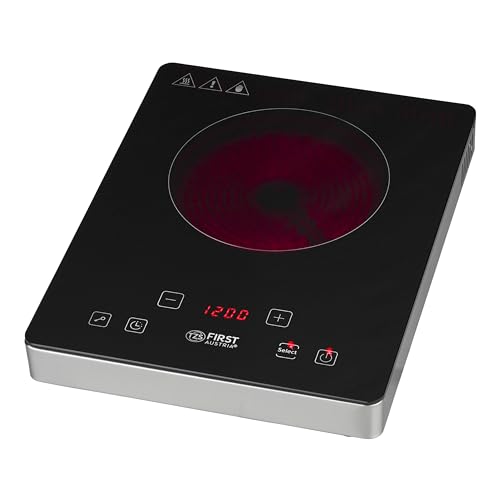 TZS First Austria Infrarot Einzelkochplatte elektrisch, 2000W | 175mm | Glaskeramik | Touch-Bedienfeld | mobil | Edelstahl